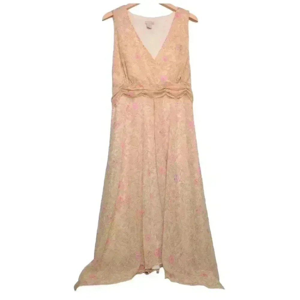 Jonathan Martin Woman Floral Flowy Sleeveless Dress Yellow and Pink